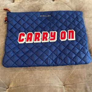 MZ Wallace Metro Pouch Camo Zipper Clutch-BLUE